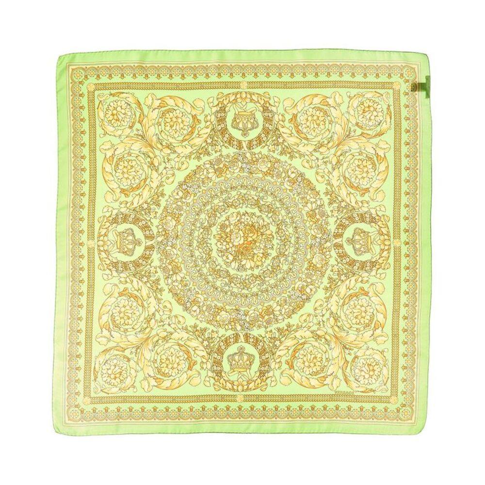 Versace Barocco Print Silk Scarf, Green